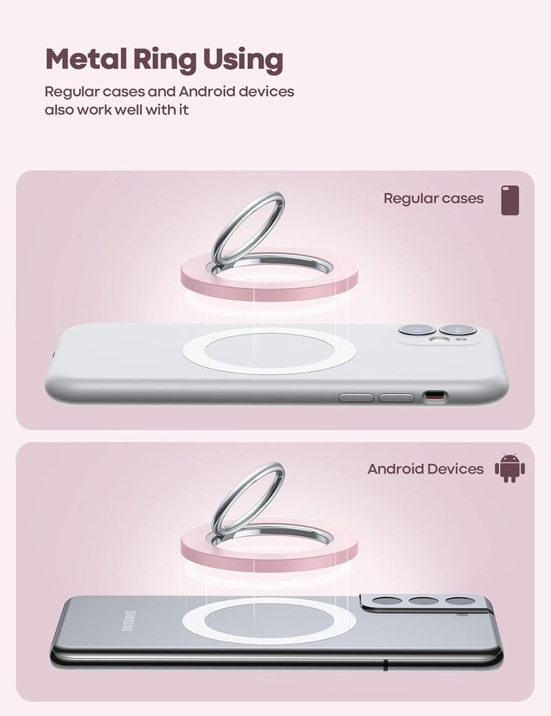 Lamicall Magnetic Phone Ring Grip Holder Compatible for Magsafe, 360° Rotating with Smooth Damping, Finger Ring Holder, Pop Grip Stand, Mag Safe Kickstand Accessories for iPhone 17 Pro Max, Pinky - Image 5